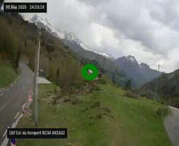 Webcam au col du Somport, côté français, sur la N134, dans les Pyrénées, en direction de l'Espagne, à 1632 mètres d'altitude