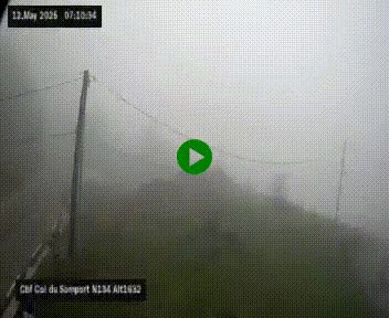 Webcam au col du Somport, côté français, sur la N134, dans les Pyrénées, en direction de l'Espagne, à 1632 mètres d'altitude