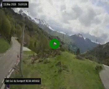 Webcam au col du Somport, côté français, sur la N134, dans les Pyrénées, en direction de l'Espagne, à 1632 mètres d'altitude