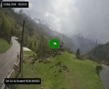 Webcam au col du Somport, côté français, sur la N134, dans les Pyrénées, en direction de l'Espagne, à 1632 mètres d'altitude