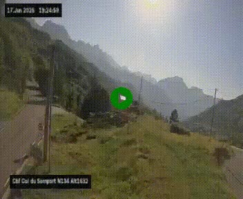 Webcam au col du Somport, côté français, sur la N134, dans les Pyrénées, en direction de l'Espagne, à 1632 mètres d'altitude