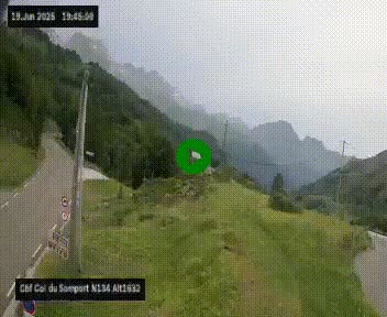 Webcam au col du Somport, côté français, sur la N134, dans les Pyrénées, en direction de l'Espagne, à 1632 mètres d'altitude