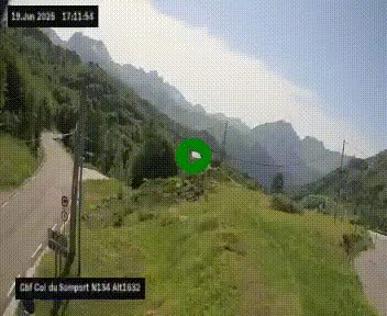 Webcam au col du Somport, côté français, sur la N134, dans les Pyrénées, en direction de l'Espagne, à 1632 mètres d'altitude