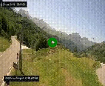 Webcam au col du Somport, côté français, sur la N134, dans les Pyrénées, en direction de l'Espagne, à 1632 mètres d'altitude