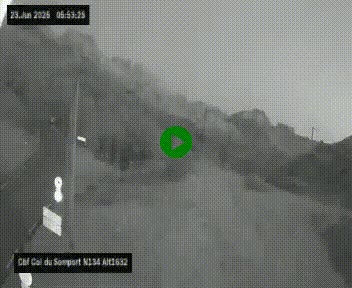 Webcam au col du Somport, côté français, sur la N134, dans les Pyrénées, en direction de l'Espagne, à 1632 mètres d'altitude