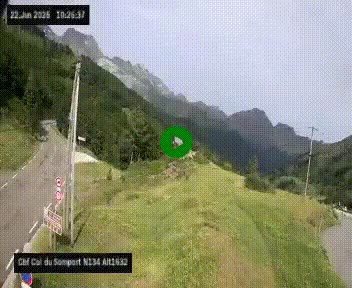 Webcam au col du Somport, côté français, sur la N134, dans les Pyrénées, en direction de l'Espagne, à 1632 mètres d'altitude
