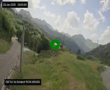 Webcam au col du Somport, côté français, sur la N134, dans les Pyrénées, en direction de l'Espagne, à 1632 mètres d'altitude