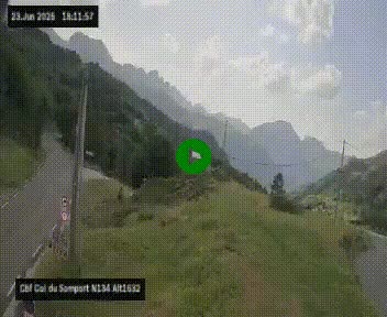 Webcam au col du Somport, côté français, sur la N134, dans les Pyrénées, en direction de l'Espagne, à 1632 mètres d'altitude