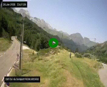 Webcam au col du Somport, côté français, sur la N134, dans les Pyrénées, en direction de l'Espagne, à 1632 mètres d'altitude