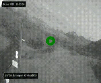 Webcam au col du Somport, côté français, sur la N134, dans les Pyrénées, en direction de l'Espagne, à 1632 mètres d'altitude