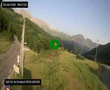 Webcam au col du Somport, côté français, sur la N134, dans les Pyrénées, en direction de l'Espagne, à 1632 mètres d'altitude