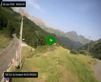 Webcam au col du Somport, côté français, sur la N134, dans les Pyrénées, en direction de l'Espagne, à 1632 mètres d'altitude