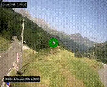 Webcam au col du Somport, côté français, sur la N134, dans les Pyrénées, en direction de l'Espagne, à 1632 mètres d'altitude