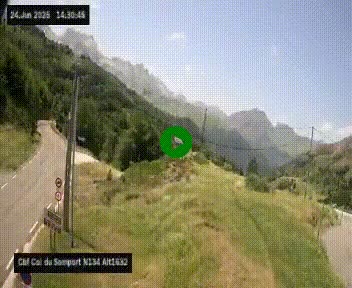 Webcam au col du Somport, côté français, sur la N134, dans les Pyrénées, en direction de l'Espagne, à 1632 mètres d'altitude