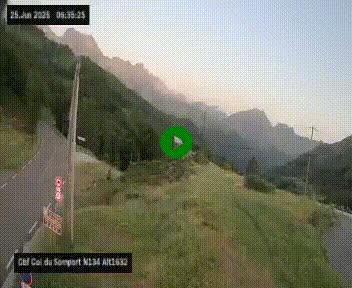 Webcam au col du Somport, côté français, sur la N134, dans les Pyrénées, en direction de l'Espagne, à 1632 mètres d'altitude