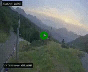 Webcam au col du Somport, côté français, sur la N134, dans les Pyrénées, en direction de l'Espagne, à 1632 mètres d'altitude