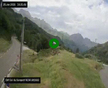 Webcam au col du Somport, côté français, sur la N134, dans les Pyrénées, en direction de l'Espagne, à 1632 mètres d'altitude