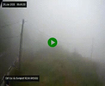 Webcam au col du Somport, côté français, sur la N134, dans les Pyrénées, en direction de l'Espagne, à 1632 mètres d'altitude