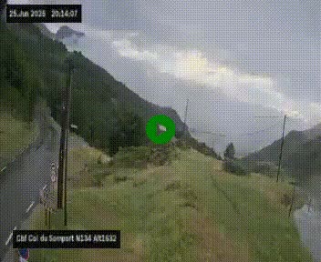 Webcam au col du Somport, côté français, sur la N134, dans les Pyrénées, en direction de l'Espagne, à 1632 mètres d'altitude