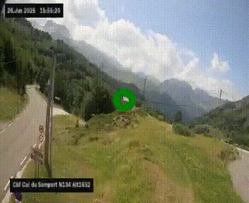 Webcam au col du Somport, côté français, sur la N134, dans les Pyrénées, en direction de l'Espagne, à 1632 mètres d'altitude