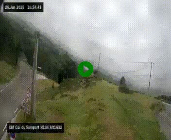 Webcam au col du Somport, côté français, sur la N134, dans les Pyrénées, en direction de l'Espagne, à 1632 mètres d'altitude