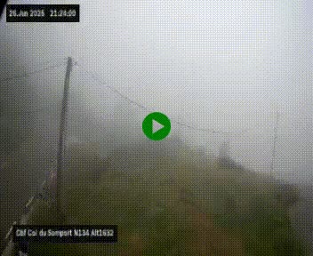 Webcam au col du Somport, côté français, sur la N134, dans les Pyrénées, en direction de l'Espagne, à 1632 mètres d'altitude