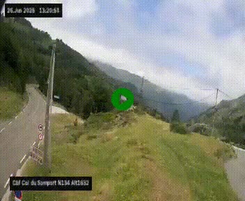 Webcam au col du Somport, côté français, sur la N134, dans les Pyrénées, en direction de l'Espagne, à 1632 mètres d'altitude
