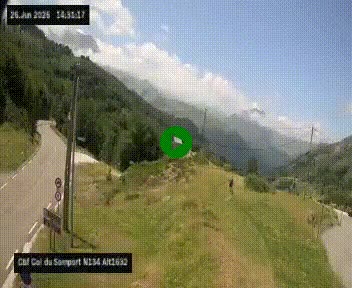 Webcam au col du Somport, côté français, sur la N134, dans les Pyrénées, en direction de l'Espagne, à 1632 mètres d'altitude