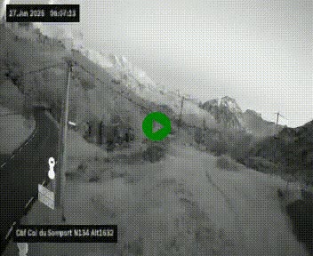Webcam au col du Somport, côté français, sur la N134, dans les Pyrénées, en direction de l'Espagne, à 1632 mètres d'altitude