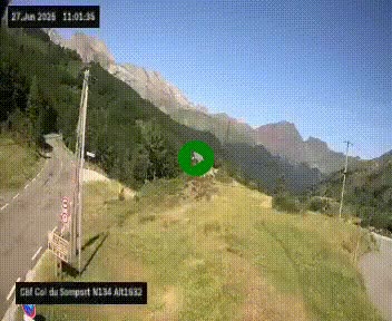 Webcam au col du Somport, côté français, sur la N134, dans les Pyrénées, en direction de l'Espagne, à 1632 mètres d'altitude