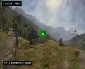 Webcam au col du Somport, côté français, sur la N134, dans les Pyrénées, en direction de l'Espagne, à 1632 mètres d'altitude