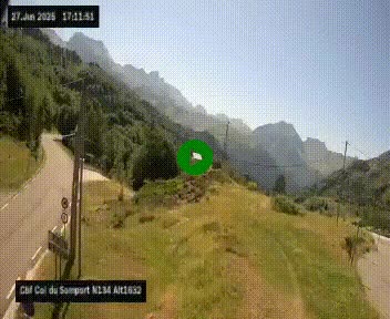 Webcam au col du Somport, côté français, sur la N134, dans les Pyrénées, en direction de l'Espagne, à 1632 mètres d'altitude