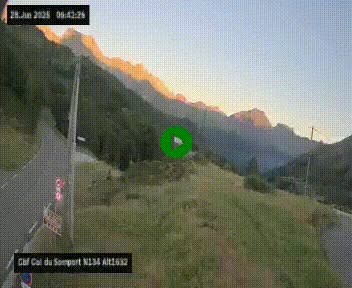 Webcam au col du Somport, côté français, sur la N134, dans les Pyrénées, en direction de l'Espagne, à 1632 mètres d'altitude