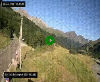 Webcam au col du Somport, côté français, sur la N134, dans les Pyrénées, en direction de l'Espagne, à 1632 mètres d'altitude