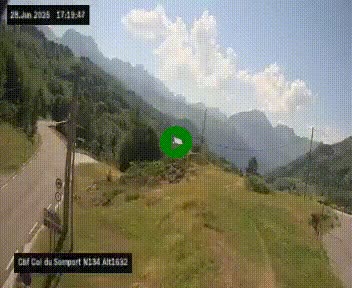 Webcam au col du Somport, côté français, sur la N134, dans les Pyrénées, en direction de l'Espagne, à 1632 mètres d'altitude