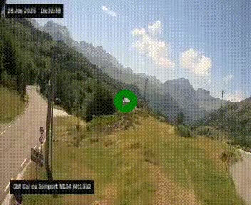 Webcam au col du Somport, côté français, sur la N134, dans les Pyrénées, en direction de l'Espagne, à 1632 mètres d'altitude