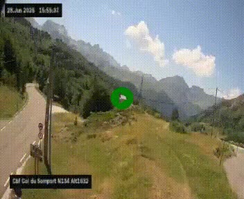 Webcam au col du Somport, côté français, sur la N134, dans les Pyrénées, en direction de l'Espagne, à 1632 mètres d'altitude