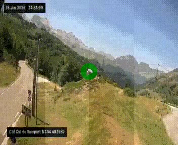 Webcam au col du Somport, côté français, sur la N134, dans les Pyrénées, en direction de l'Espagne, à 1632 mètres d'altitude