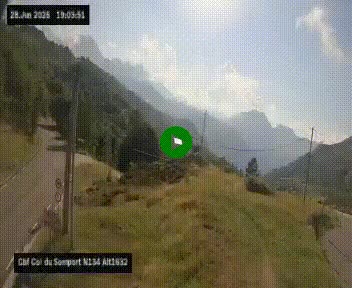 Webcam au col du Somport, côté français, sur la N134, dans les Pyrénées, en direction de l'Espagne, à 1632 mètres d'altitude
