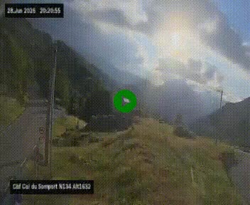 Webcam au col du Somport, côté français, sur la N134, dans les Pyrénées, en direction de l'Espagne, à 1632 mètres d'altitude
