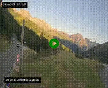 Webcam au col du Somport, côté français, sur la N134, dans les Pyrénées, en direction de l'Espagne, à 1632 mètres d'altitude