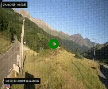 Webcam au col du Somport, côté français, sur la N134, dans les Pyrénées, en direction de l'Espagne, à 1632 mètres d'altitude
