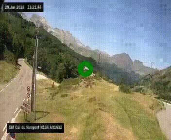 Webcam au col du Somport, côté français, sur la N134, dans les Pyrénées, en direction de l'Espagne, à 1632 mètres d'altitude
