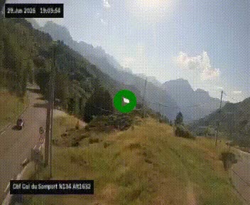 Webcam au col du Somport, côté français, sur la N134, dans les Pyrénées, en direction de l'Espagne, à 1632 mètres d'altitude