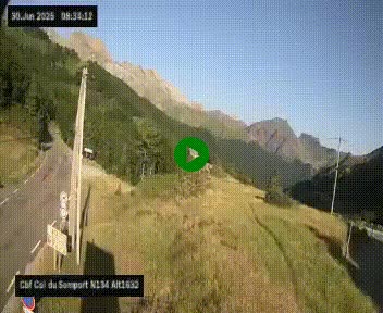 Webcam au col du Somport, côté français, sur la N134, dans les Pyrénées, en direction de l'Espagne, à 1632 mètres d'altitude