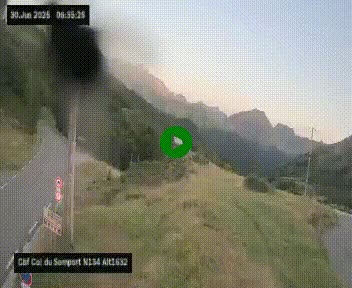 Webcam au col du Somport, côté français, sur la N134, dans les Pyrénées, en direction de l'Espagne, à 1632 mètres d'altitude