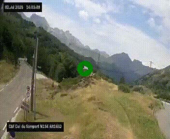 Webcam au col du Somport, côté français, sur la N134, dans les Pyrénées, en direction de l'Espagne, à 1632 mètres d'altitude