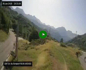 Webcam au col du Somport, côté français, sur la N134, dans les Pyrénées, en direction de l'Espagne, à 1632 mètres d'altitude
