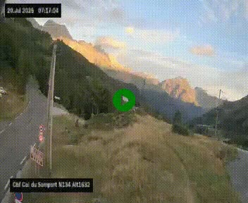 Webcam au col du Somport, côté français, sur la N134, dans les Pyrénées, en direction de l'Espagne, à 1632 mètres d'altitude