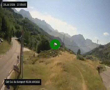 Webcam au col du Somport, côté français, sur la N134, dans les Pyrénées, en direction de l'Espagne, à 1632 mètres d'altitude